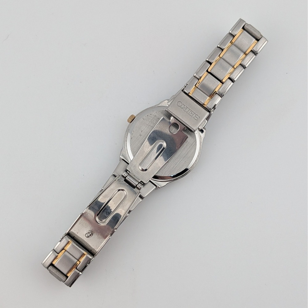 Seiko Solar V137-0AX0 Two Tone Women's Watch Date Hardlex Sunburst Dial 6.5" - Picture 9 of 9